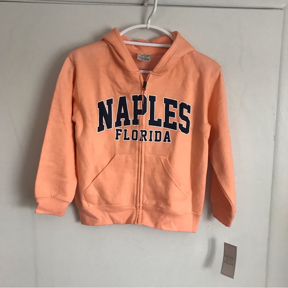 ~NWT LIGHT ORANGE HOODIE WITH NAVY LETTERING~